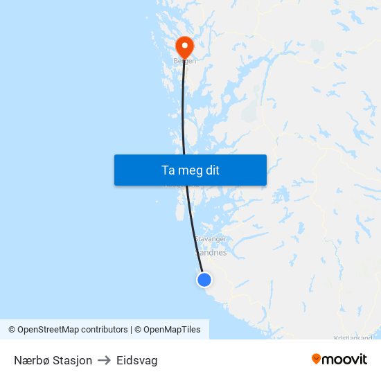 Nærbø Stasjon to Eidsvag map
