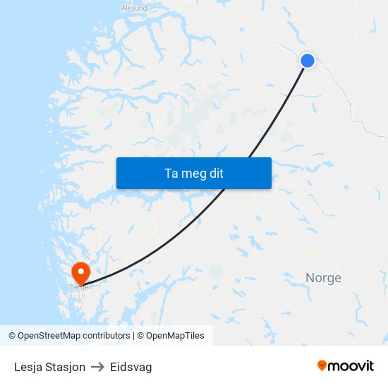 Lesja Stasjon to Eidsvag map