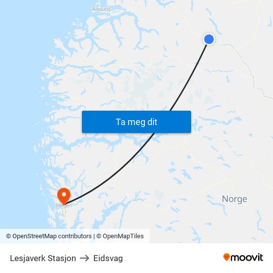 Lesjaverk Stasjon to Eidsvag map