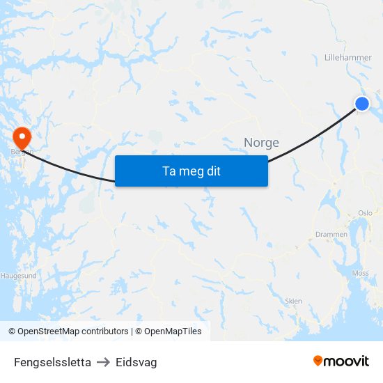 Fengselssletta to Eidsvag map