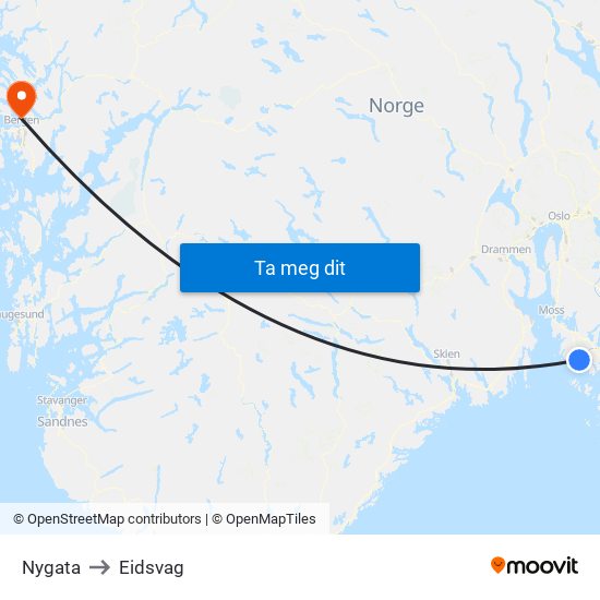 Nygata to Eidsvag map