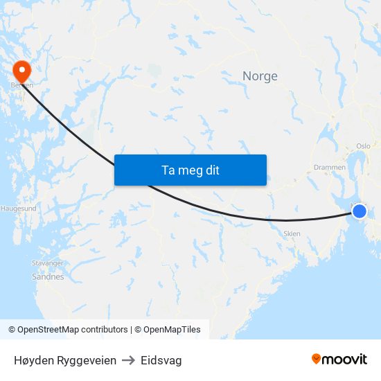 Høyden Ryggeveien to Eidsvag map