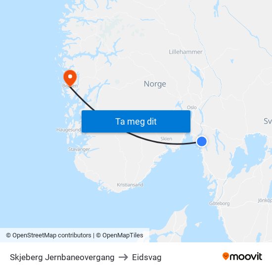 Skjeberg Jernbaneovergang to Eidsvag map