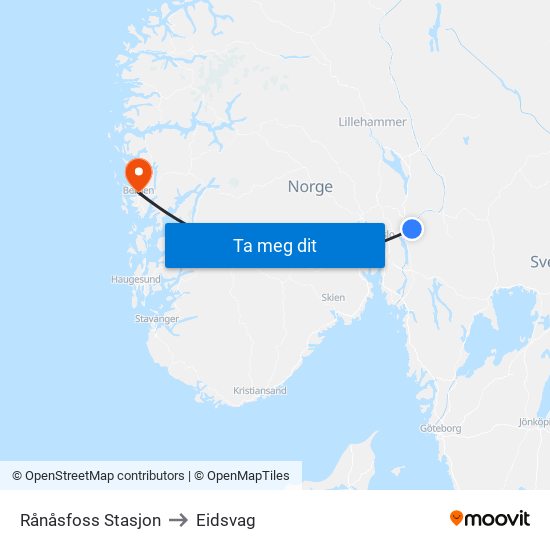 Rånåsfoss Stasjon to Eidsvag map