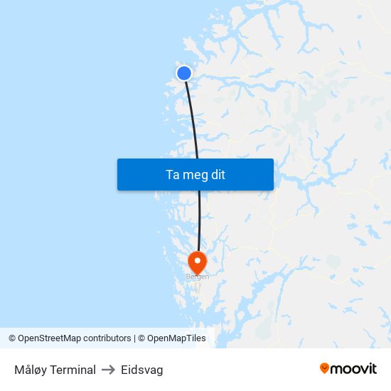 Måløy Terminal to Eidsvag map