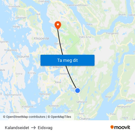 Kalandseidet to Eidsvag map