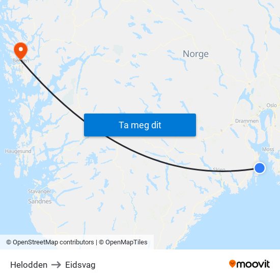 Helodden to Eidsvag map