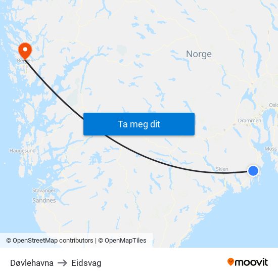 Døvlehavna to Eidsvag map