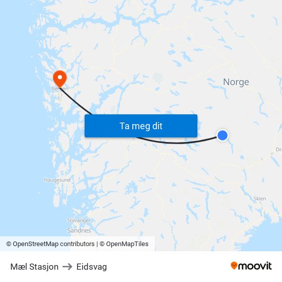 Mæl Stasjon to Eidsvag map