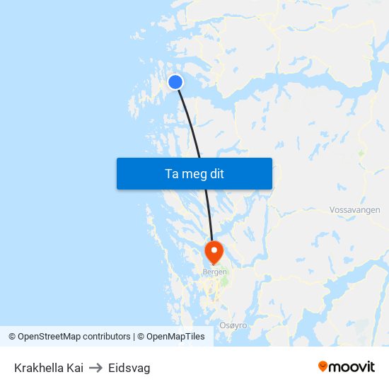 Krakhella Kai to Eidsvag map