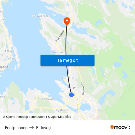 Festplassen to Eidsvag map