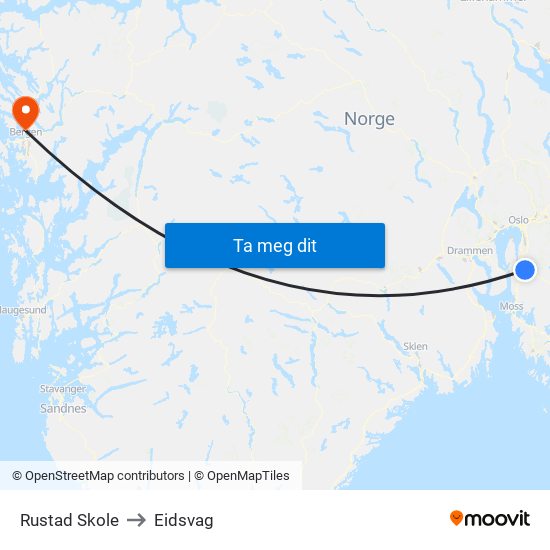 Rustad Skole to Eidsvag map