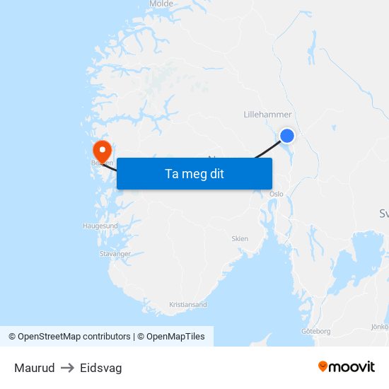 Maurud to Eidsvag map