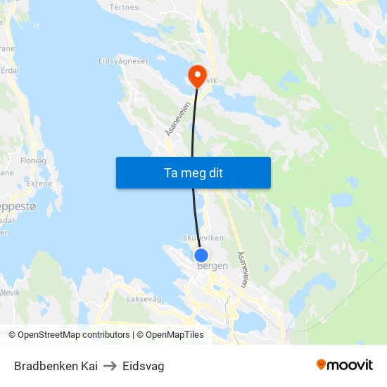 Bradbenken Kai to Eidsvag map