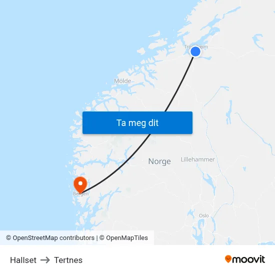 Hallset to Tertnes map