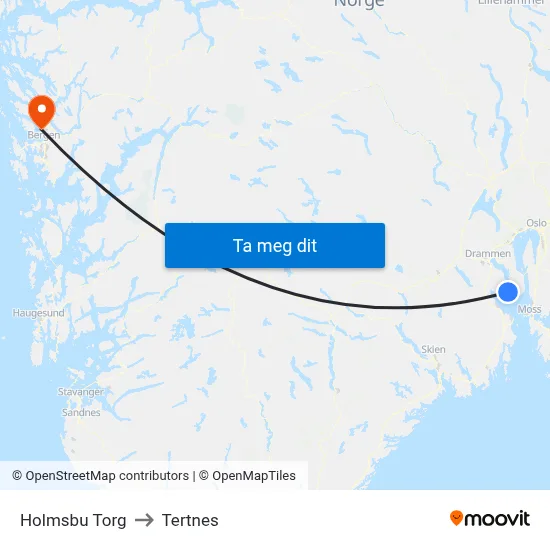 Holmsbu Torg to Tertnes map