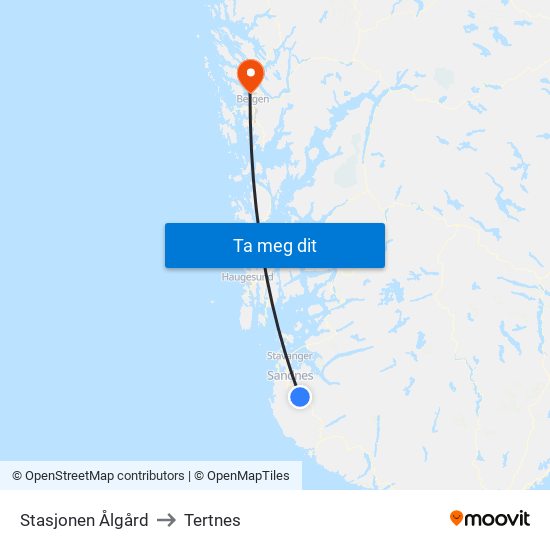 Stasjonen Ålgård to Tertnes map