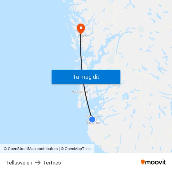 Tellusveien to Tertnes map