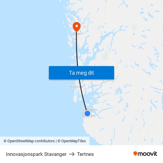 Innovasjonspark Stavanger to Tertnes map