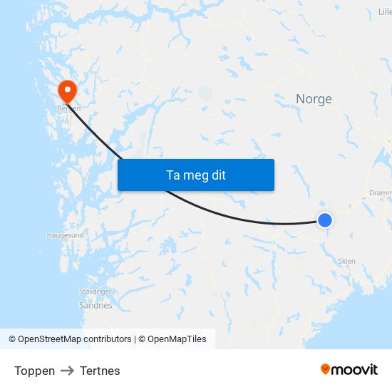 Toppen to Tertnes map