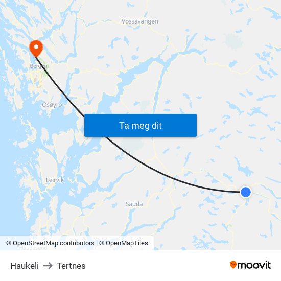 Haukeli to Tertnes map