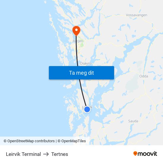 Leirvik Terminal to Tertnes map