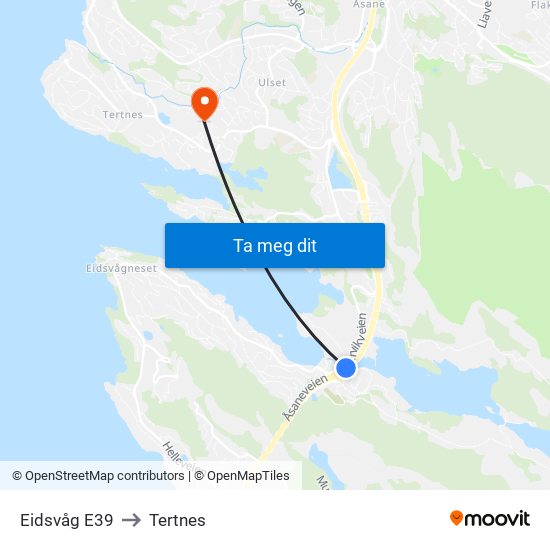 Eidsvåg E39 to Tertnes map