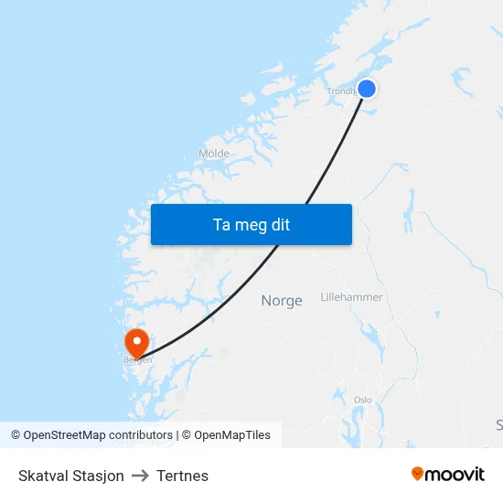 Skatval Stasjon to Tertnes map