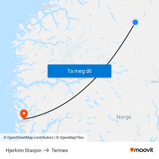 Hjerkinn Stasjon to Tertnes map