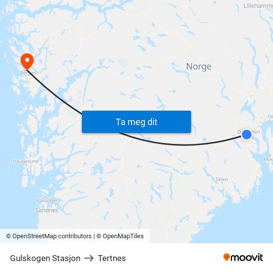 Gulskogen Stasjon to Tertnes map