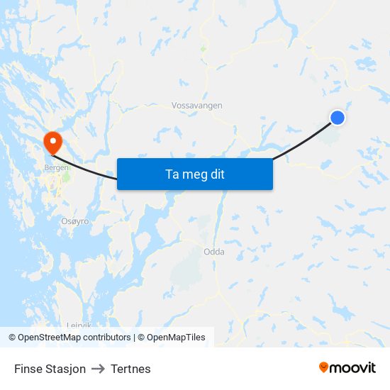 Finse Stasjon to Tertnes map