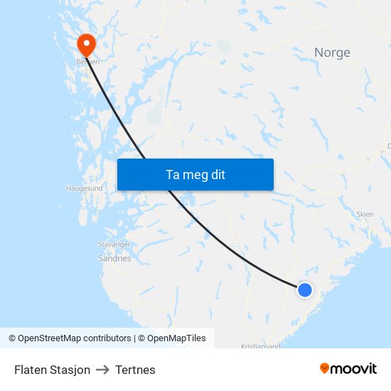 Flaten Stasjon to Tertnes map