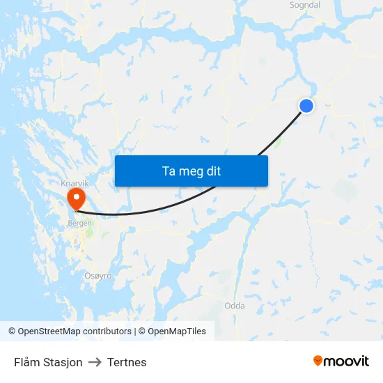 Flåm Stasjon to Tertnes map