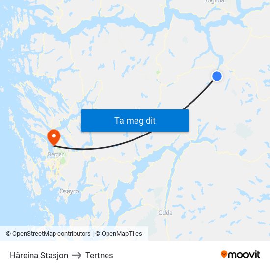 Håreina Stasjon to Tertnes map