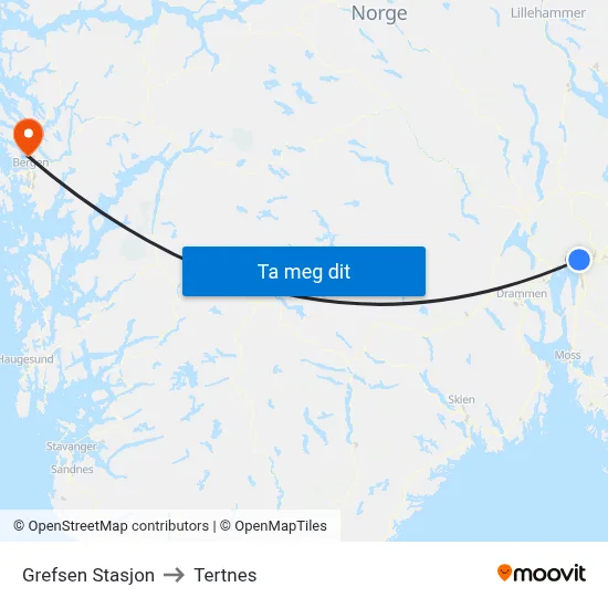 Grefsen Stasjon to Tertnes map