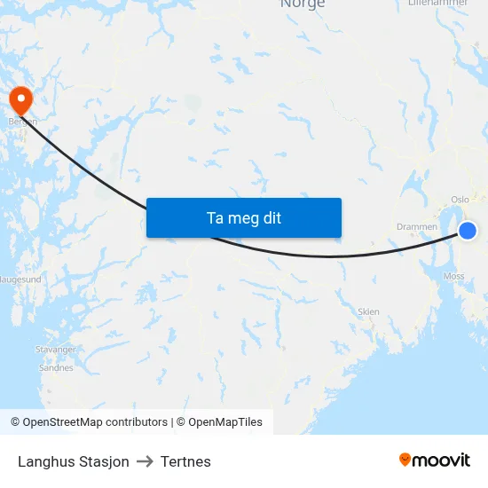 Langhus Stasjon to Tertnes map