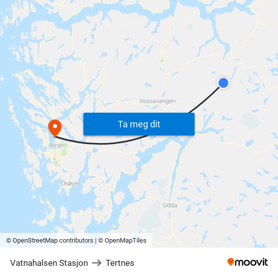 Vatnahalsen Stasjon to Tertnes map