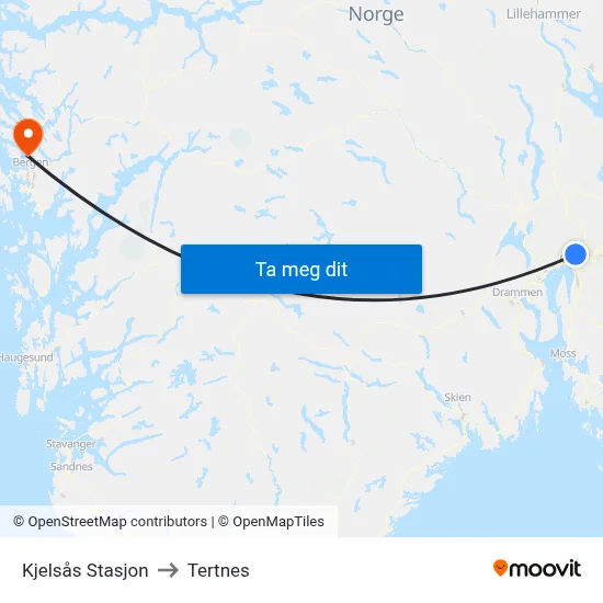 Kjelsås Stasjon to Tertnes map