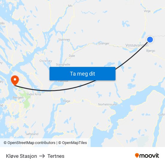 Kløve Stasjon to Tertnes map