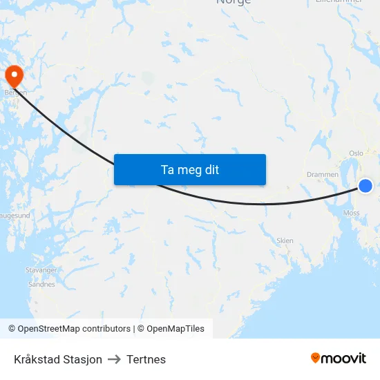 Kråkstad Stasjon to Tertnes map
