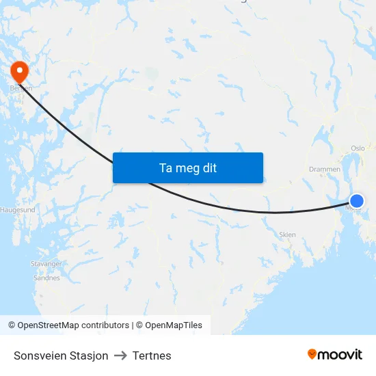 Sonsveien Stasjon to Tertnes map