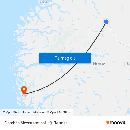Dombås Skyssterminal to Tertnes map