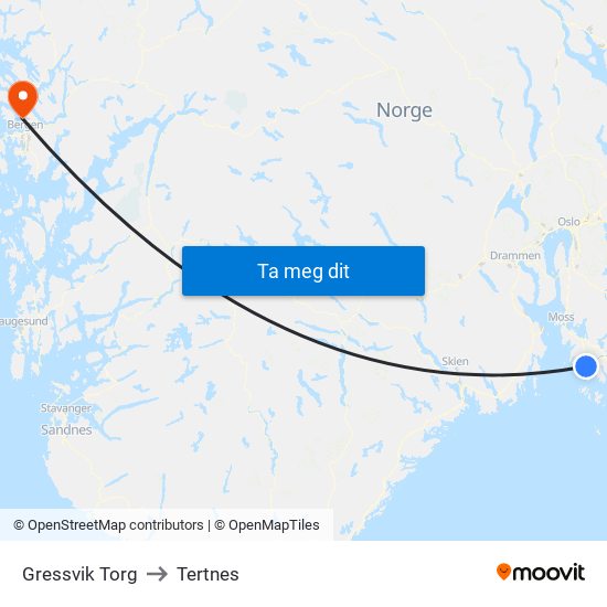 Gressvik Torg to Tertnes map