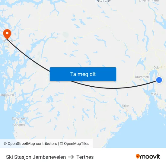 Ski Stasjon Jernbaneveien to Tertnes map