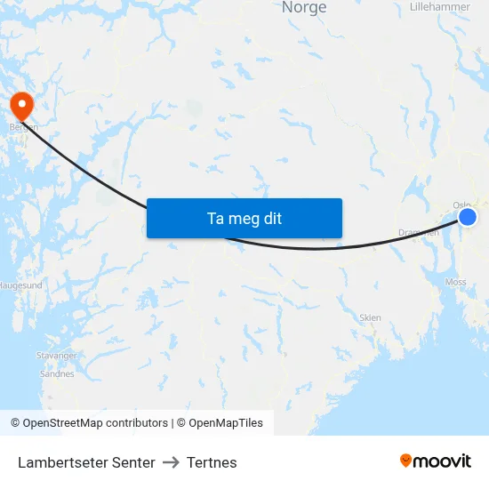 Lambertseter Senter to Tertnes map