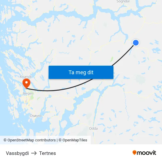 Vassbygdi to Tertnes map