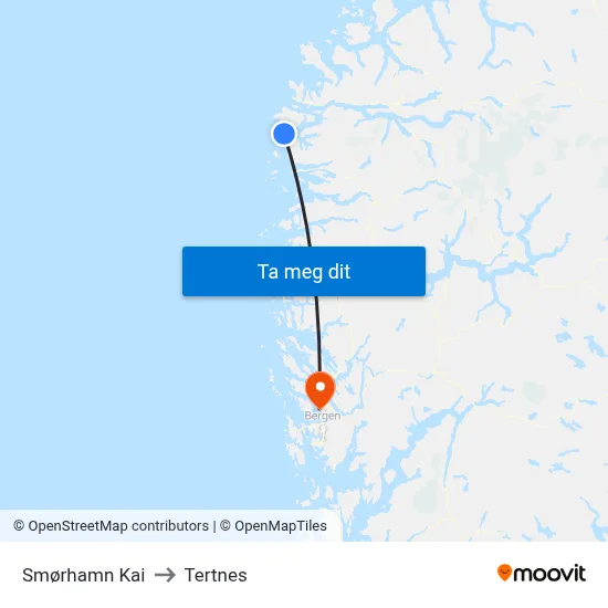 Smørhamn Kai to Tertnes map