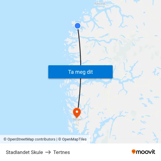 Stadlandet Skule to Tertnes map