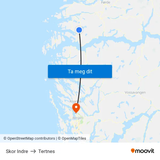 Skor Indre to Tertnes map