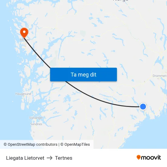 Liegata Lietorvet to Tertnes map